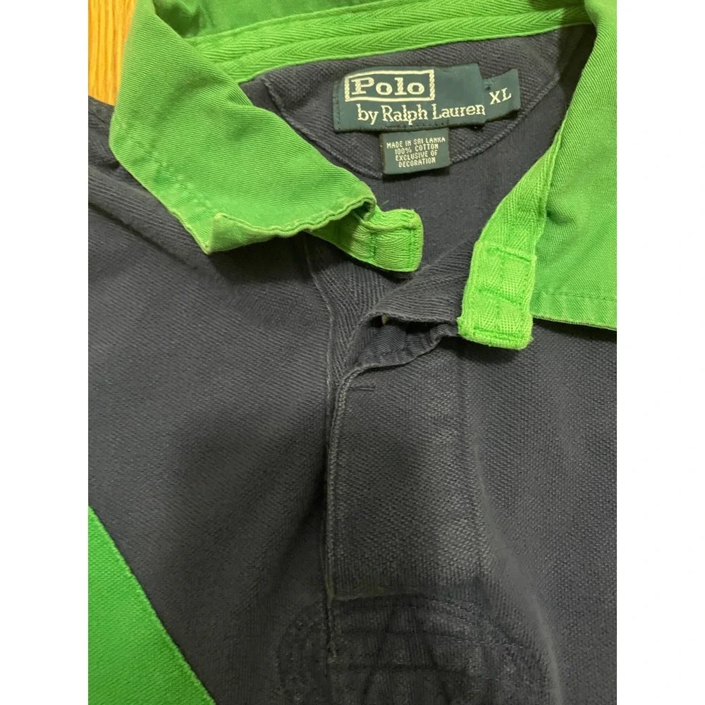 Polo Ralph Lauren Polo Shirt Mens Extra Large Diagonal Sash Multi Pony Navy